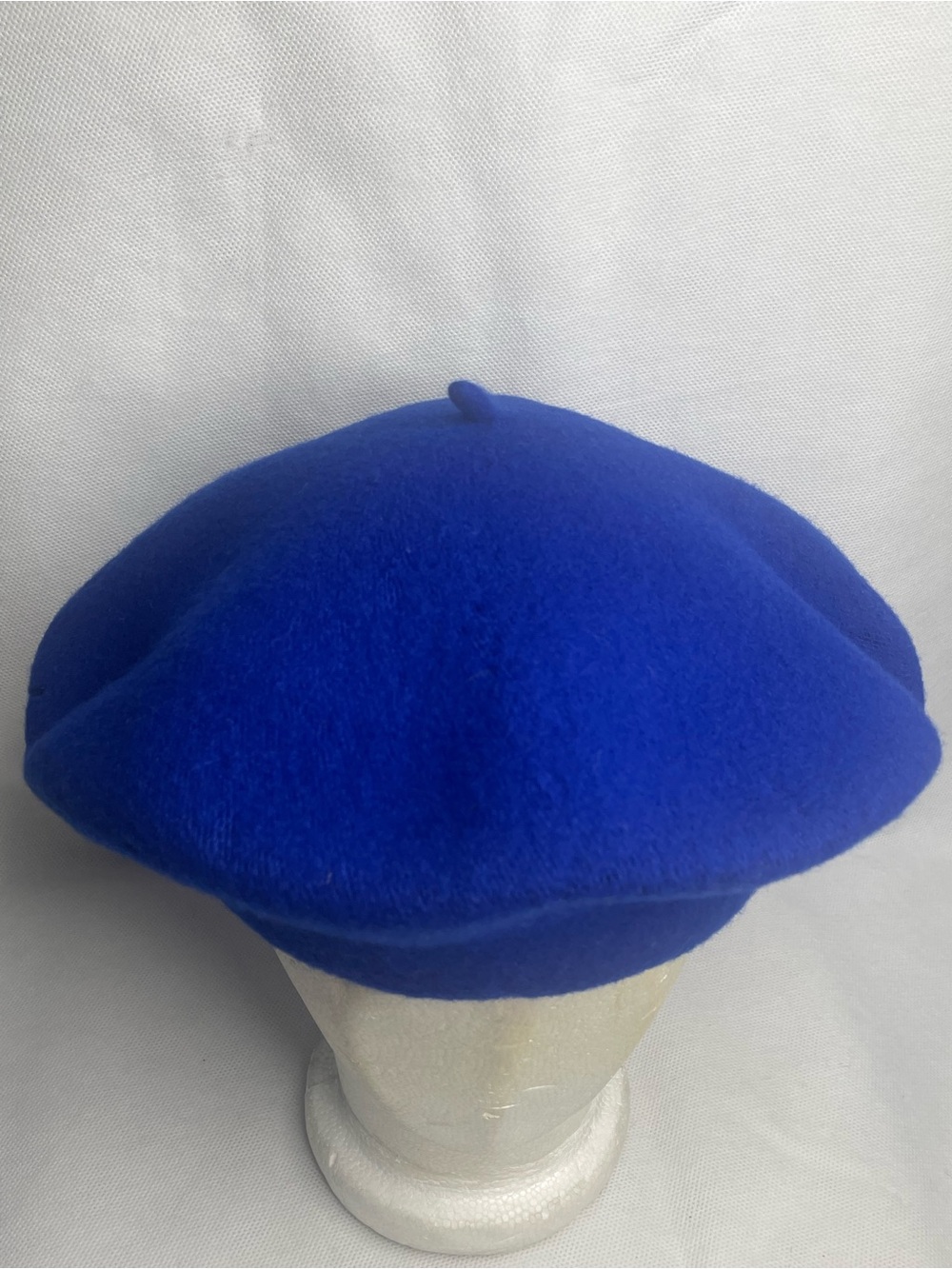 Vintage French Beret Basque Hat 100% Wool De Luxe Royal Blue OSFM Victorian Cap - Picture 2 of 11
